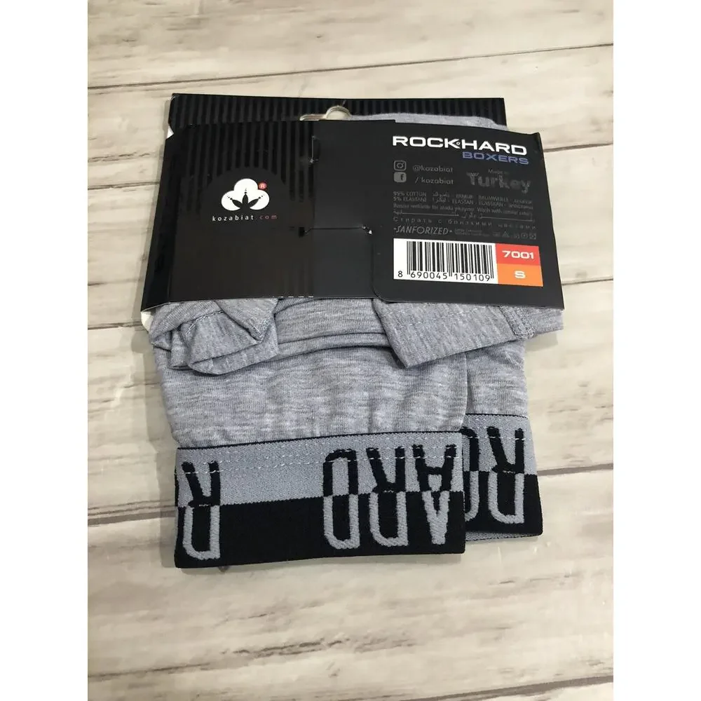 Rock Hard Boxer Trunks Mens Small Gray Briefs Black Cotton 6 Pack A5